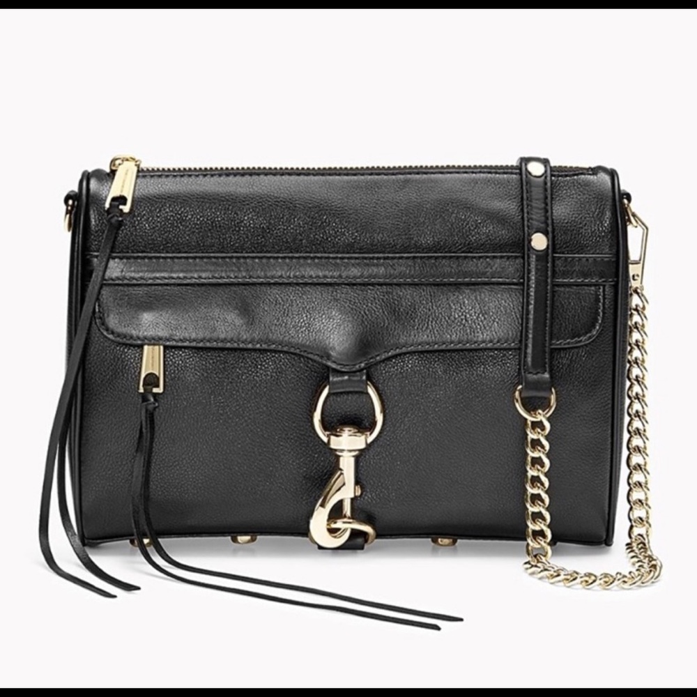 Rebecca Minkoff black crossbody bag gold hardware